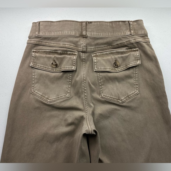 Spanx Stretch Twill Cropped Wide Leg Pant Womens Large Tan Shaping - Picture 2 of 11